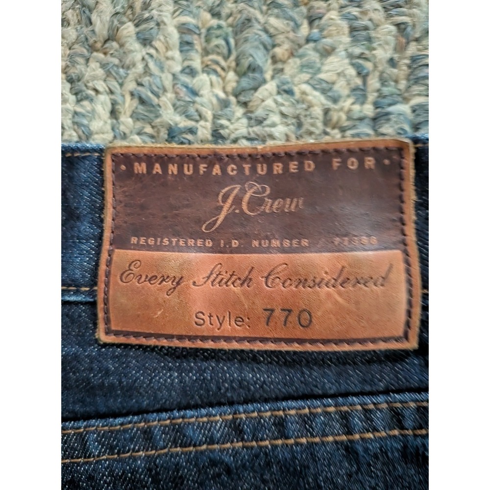 J.Crew 770 Straight Flannel Lined Japanese Kaihara Denim Jeans 31x32 Dark Wash - Picture 6 of 8